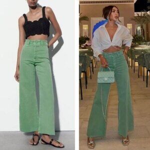 ZARA The Marine Sailor Straight Leg Size 6 Mint Green